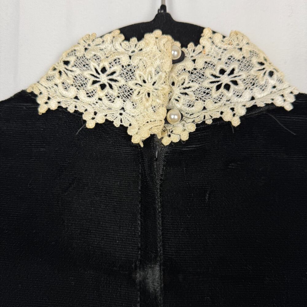 Vintage 1980s Gunne Sax Jessica McClintock Black Velvet Midi Dress Basque 9 - Picture 11 of 16